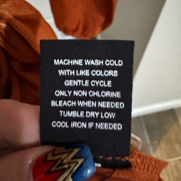 Orange Long Sleeve Sheath Dress with Plunge Neckline - Picture 4 of 11